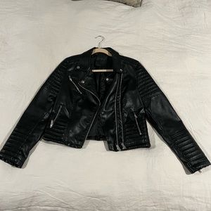 Vegan pleather black biker jacket!